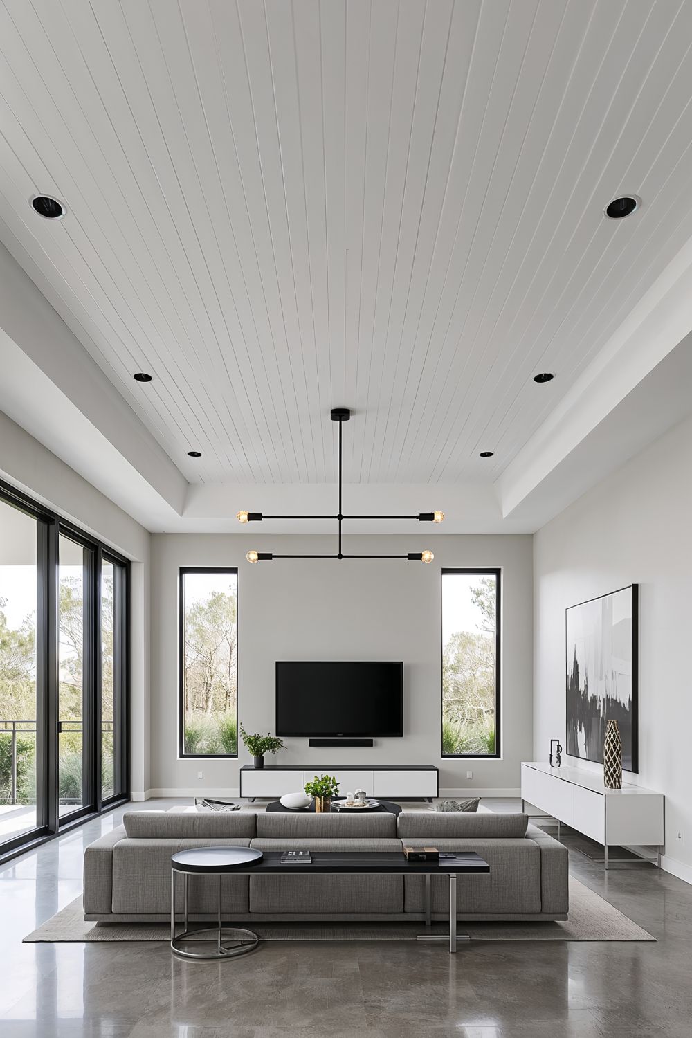 Narrow Board Shiplap Ceiling Modern Lighting Recessed Design