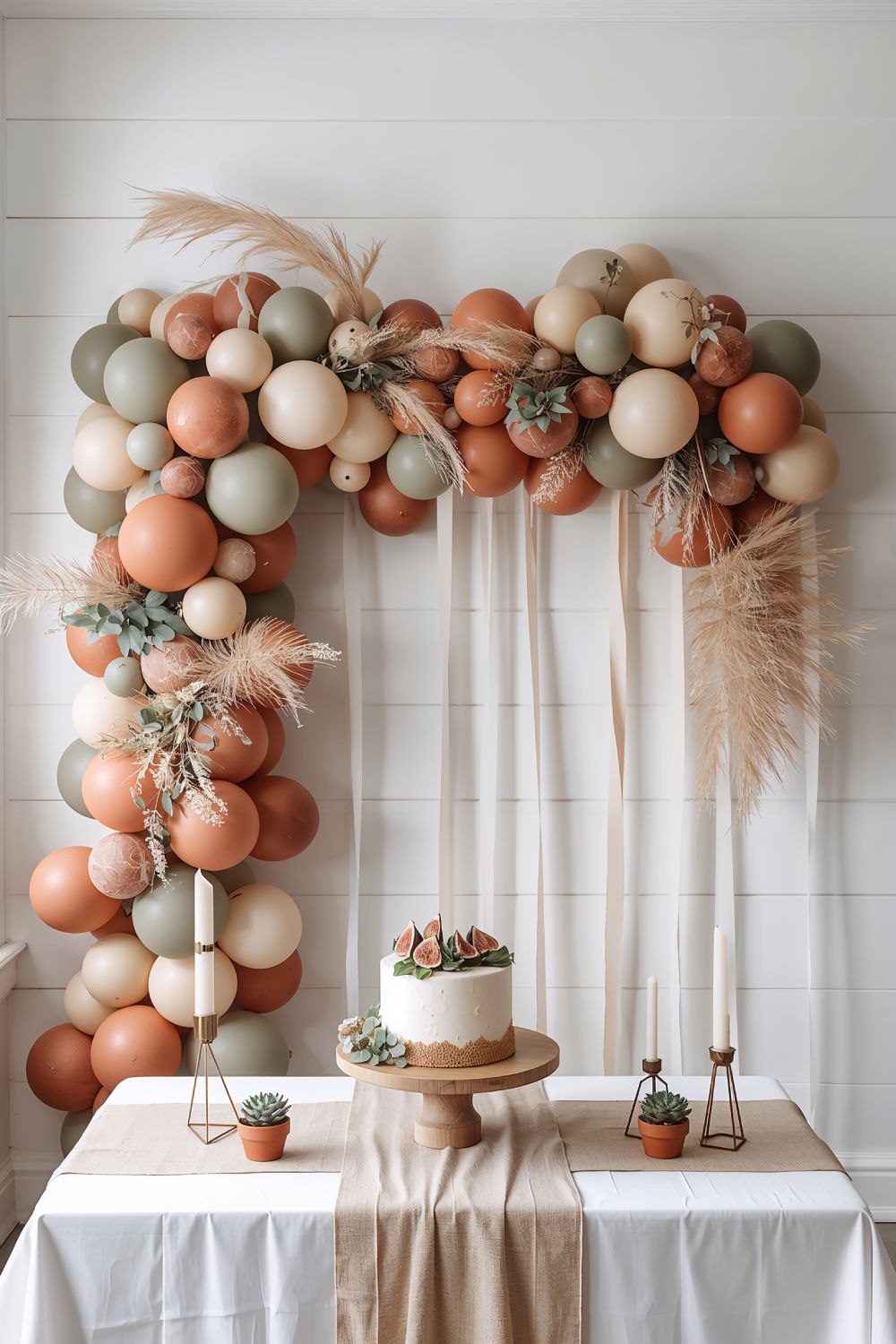 Neutral Balloon Garland Backdrop For Modern Boho Parties