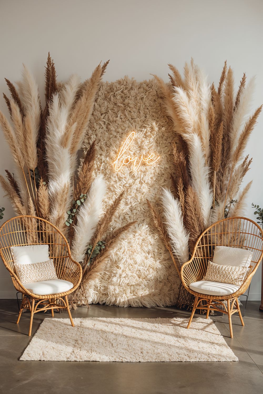Pampas Grass Wall Backdrop For Boho Wedding Photography