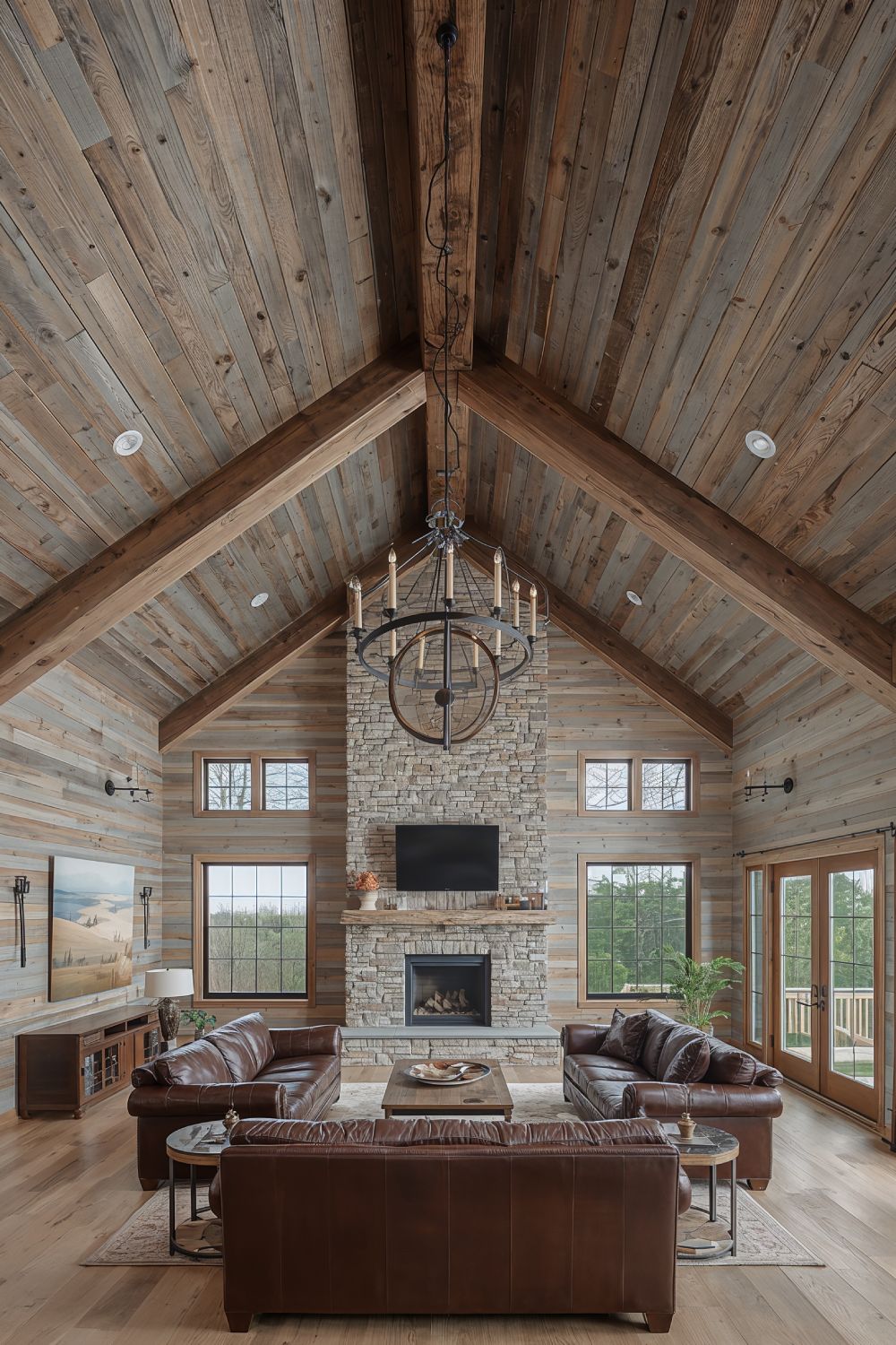 Reclaimed Barn Wood Cathedral Ceiling Vaulted Shiplap Design