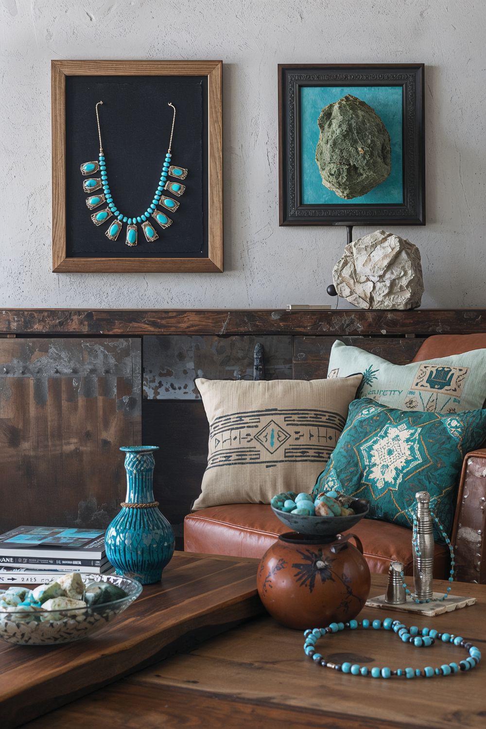 Southwestern Turquoise Stone Decor And Native American Jewelry Display