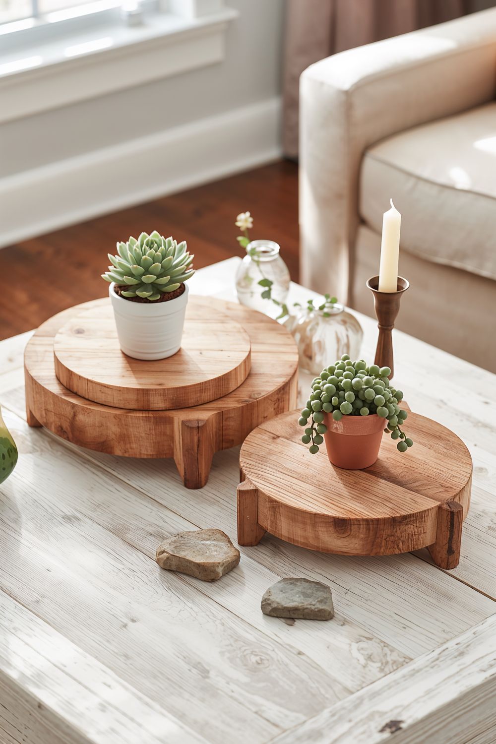 Tiered Wood Risers Succulent Display Farmhouse Coffee Table