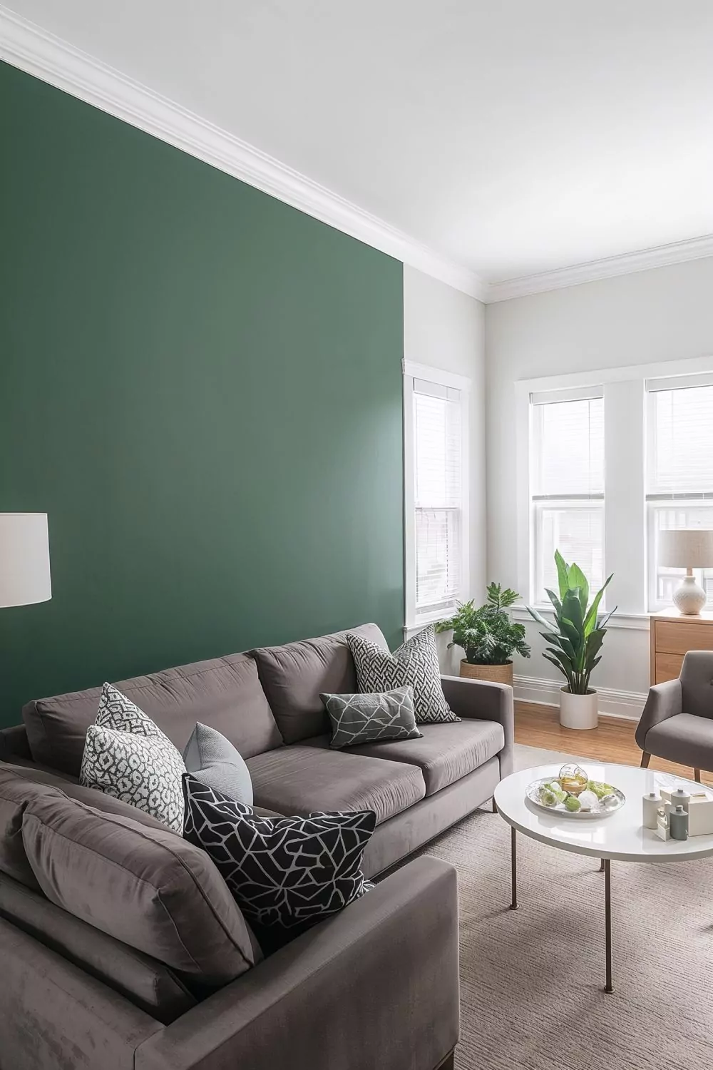 Two Tone Green And Grey Color Block Feature Wall