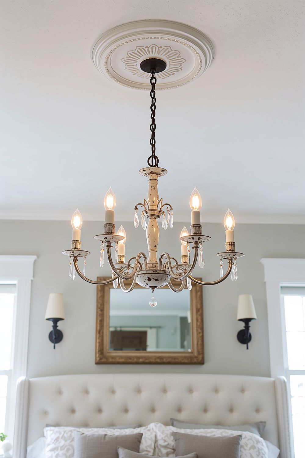 Vintage Farmhouse Chandelier Country Bedroom Lighting