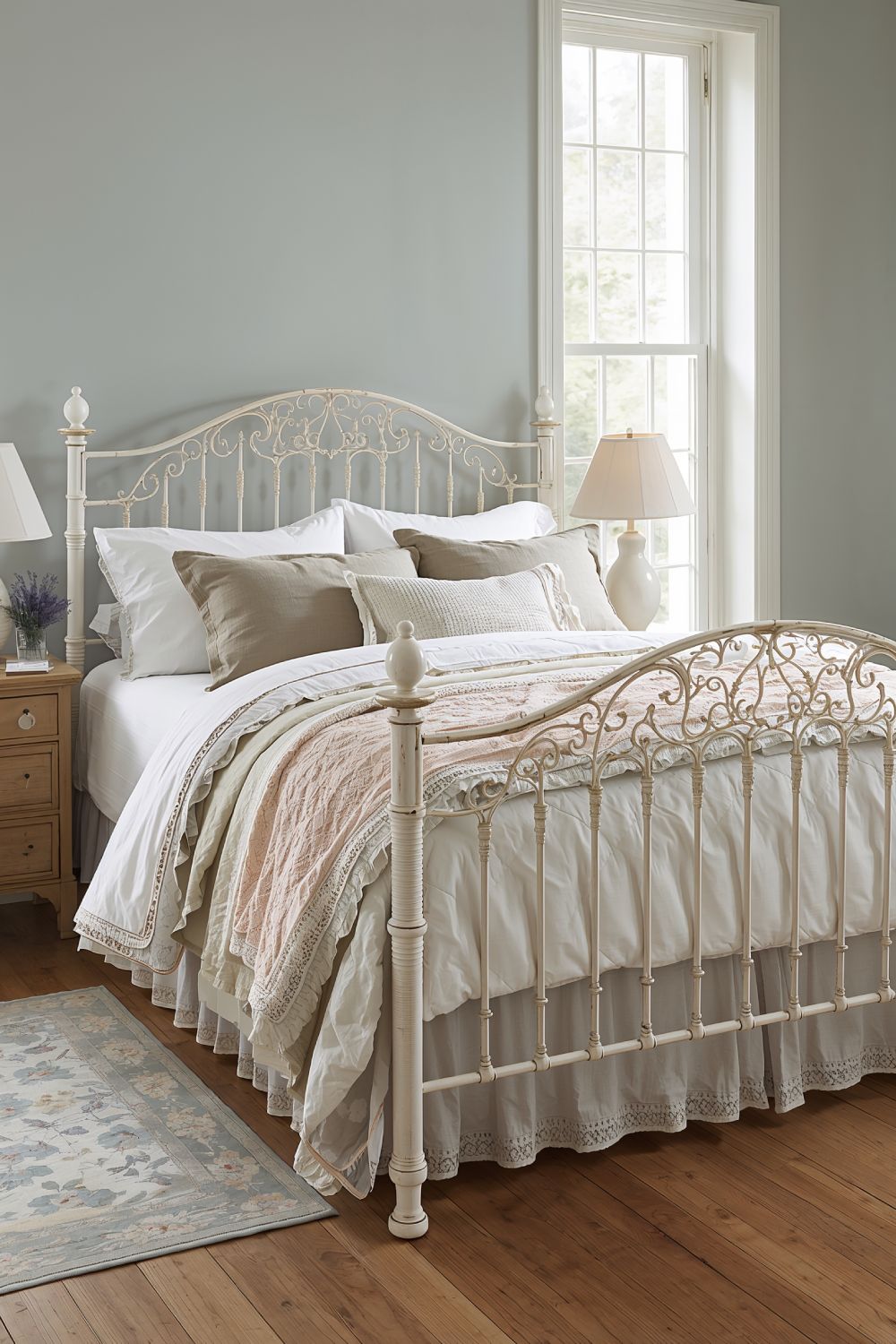 Vintage Wrought Iron Bed Frame Country Style