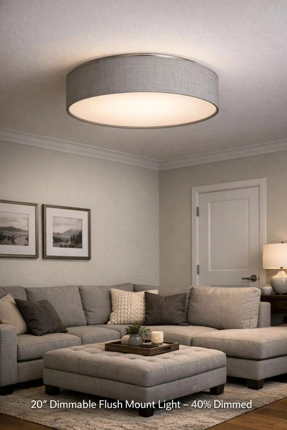 Dimmable Drum Shade Flush Mount Ceiling Light Living Room