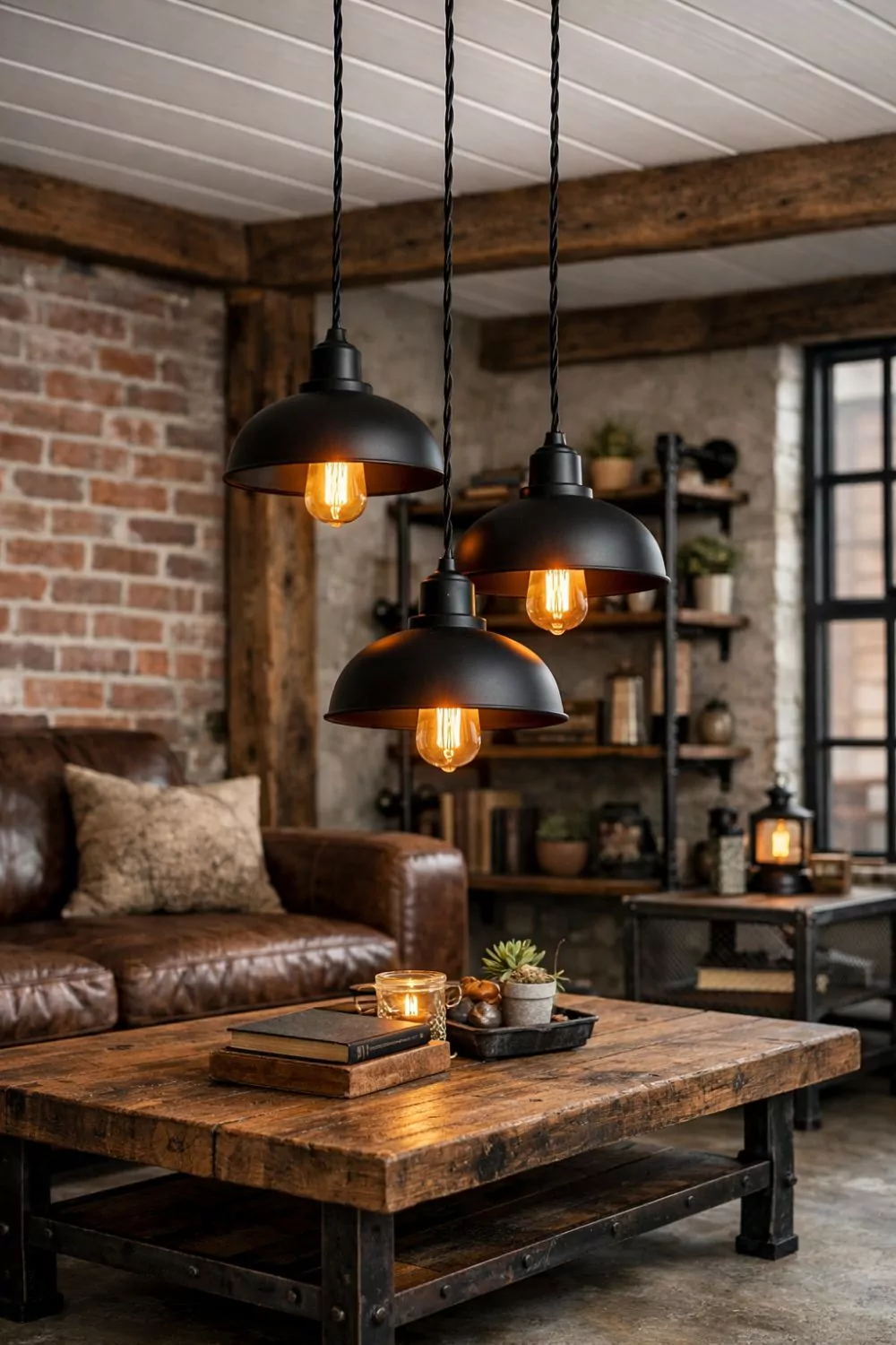 Industrial Black Metal Pendant Light Cluster Living Room