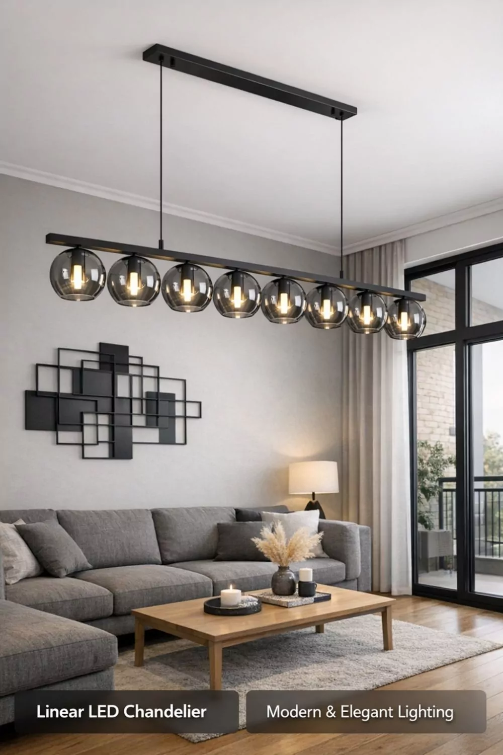 Linear LED Chandelier Ideas For Narrow Rectangular Living Rooms