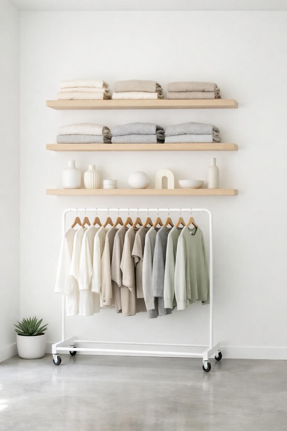 Minimalist White Boutique With Floating Shelves For Small Retail Spaces