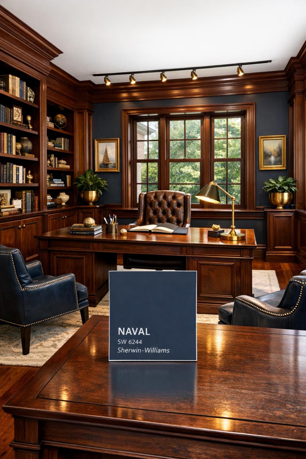 Navy Paint Colors For Modern Mahogany Trim Elegance