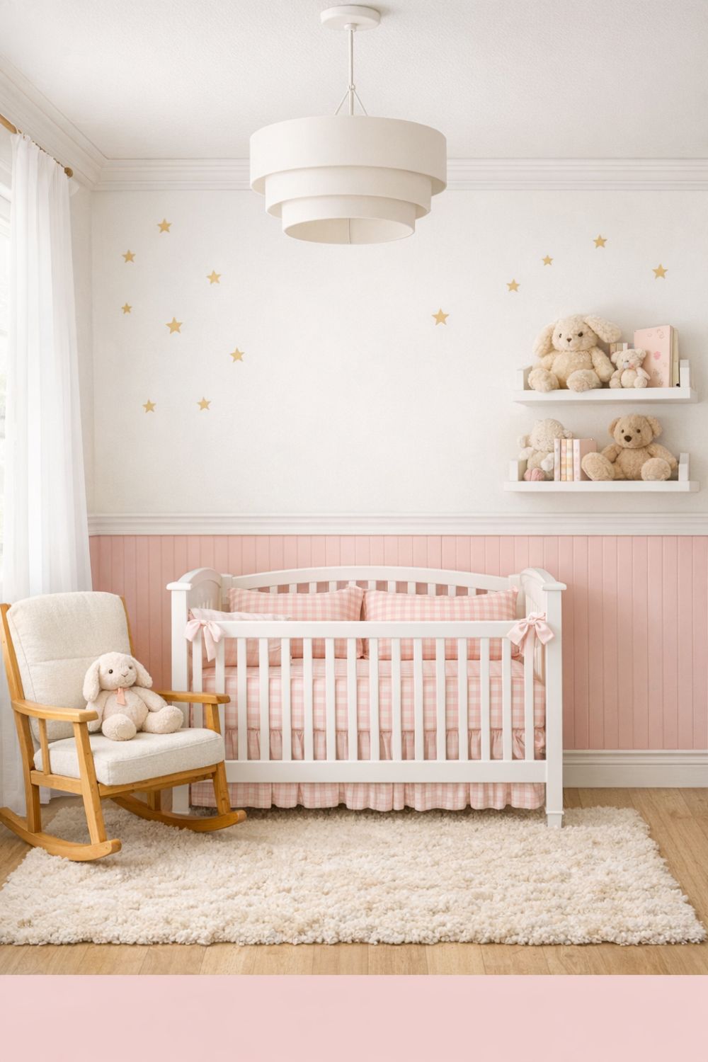 Soft Pink And Blush Wainscoting Colors In Nursery