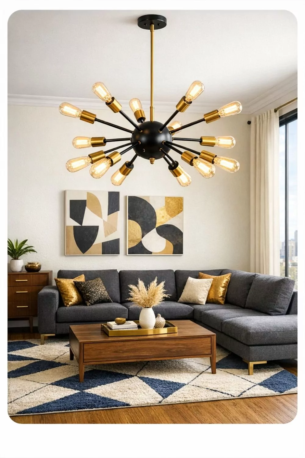 Sputnik Mid Century Modern Chandelier Living Room
