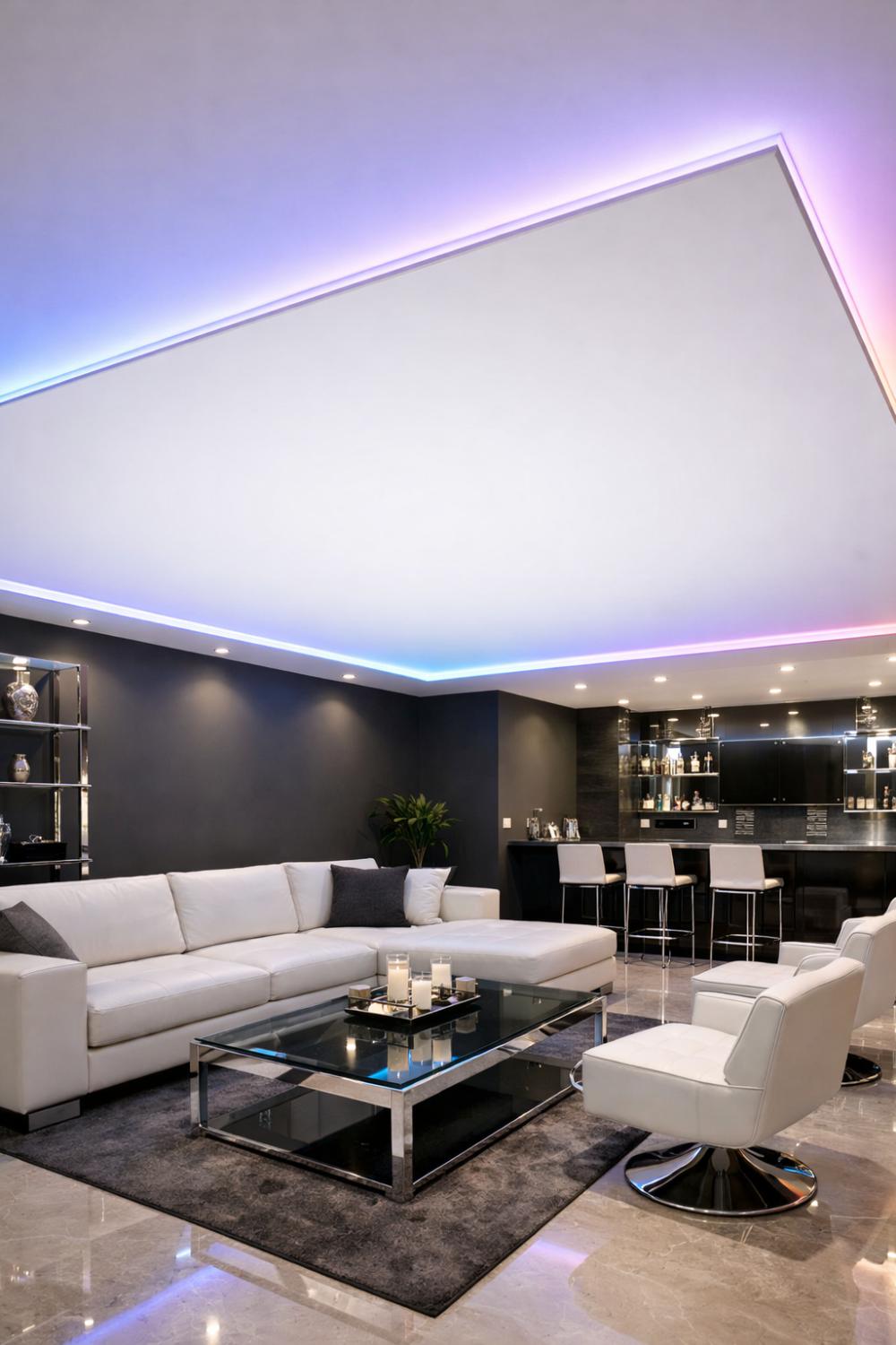 Stretch Fabric Ceiling System Modern Low Basement