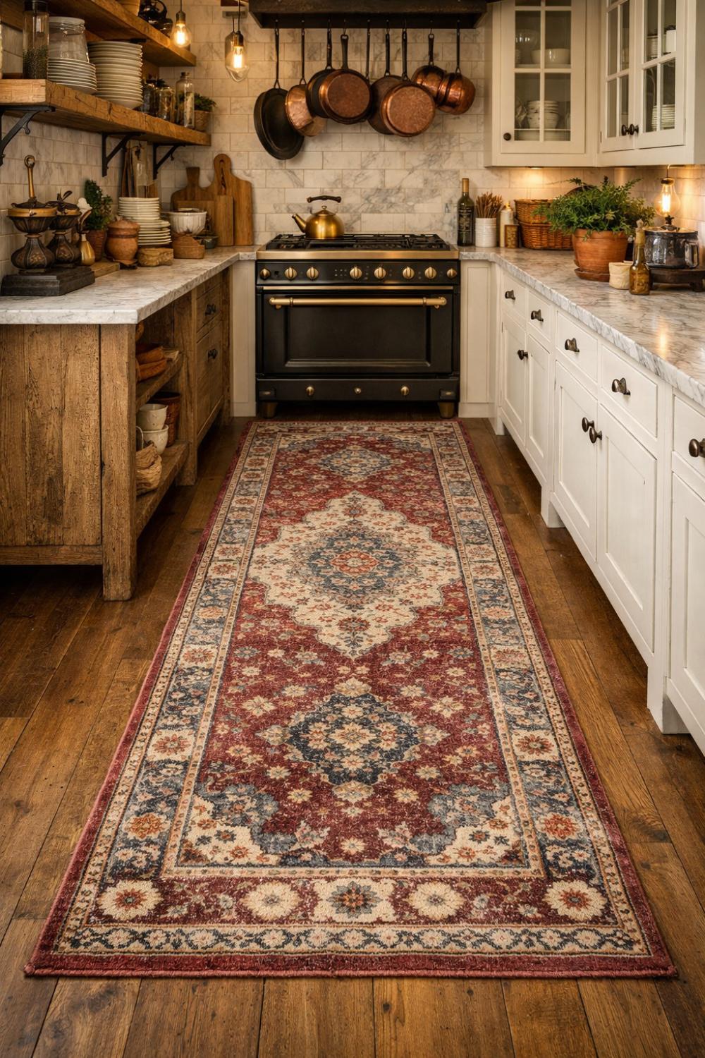 Vintage Persian Farmhouse Kitchen Runner Rug