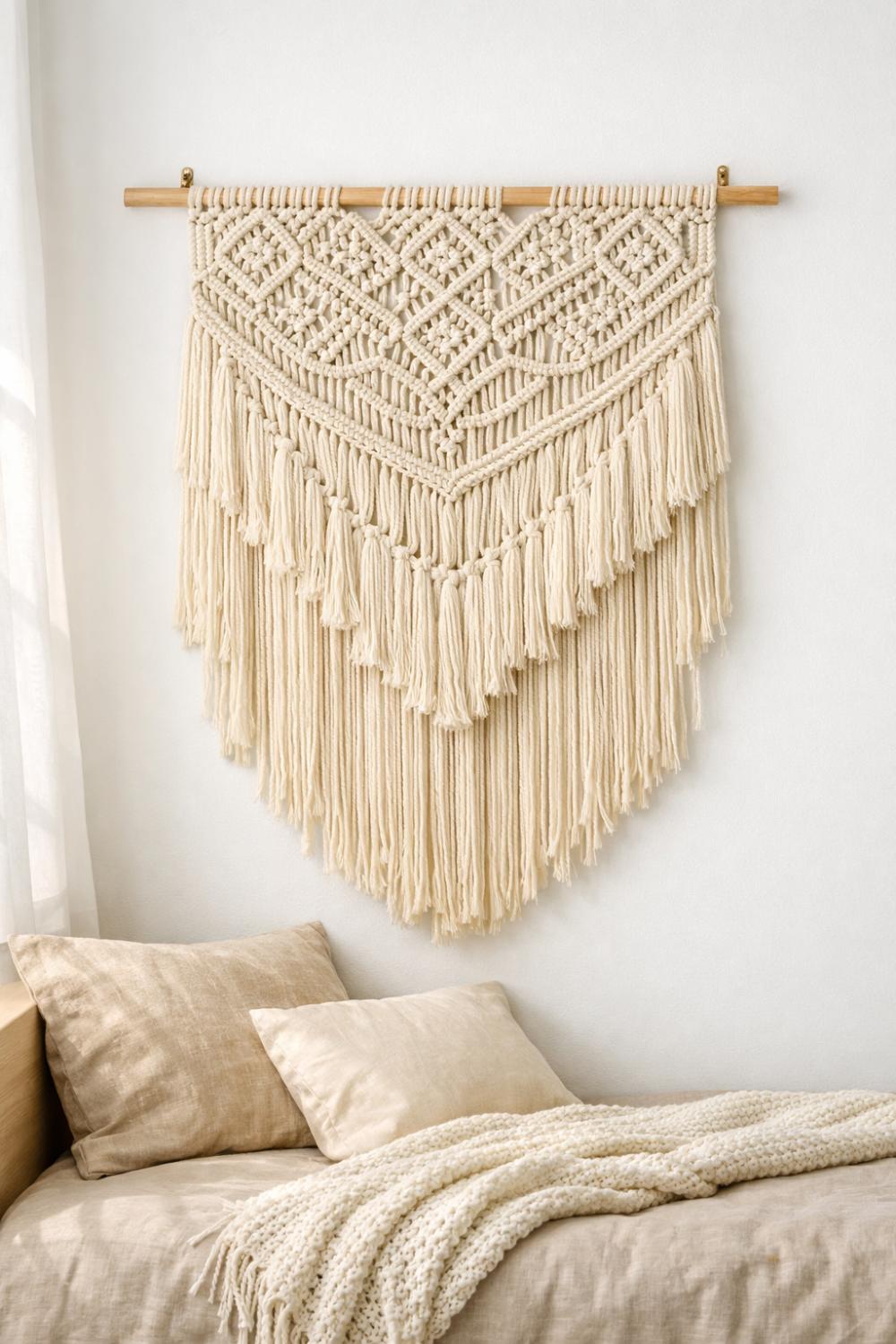 Boho Macrame Wall Hanging For Dorm Room Decor