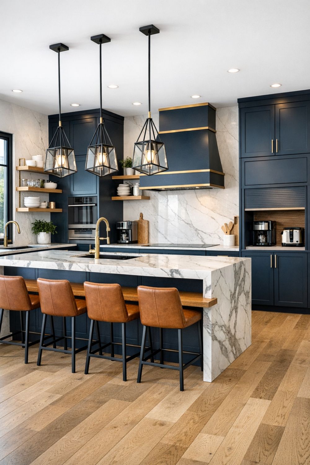 Bold Kitchen Design With Deep Blue Navy Cabinets