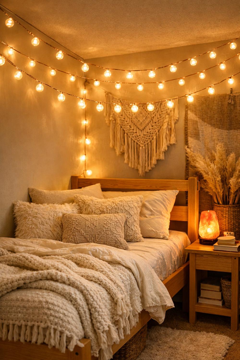 Cozy String Lights For Boho Dorm Room Ambiance