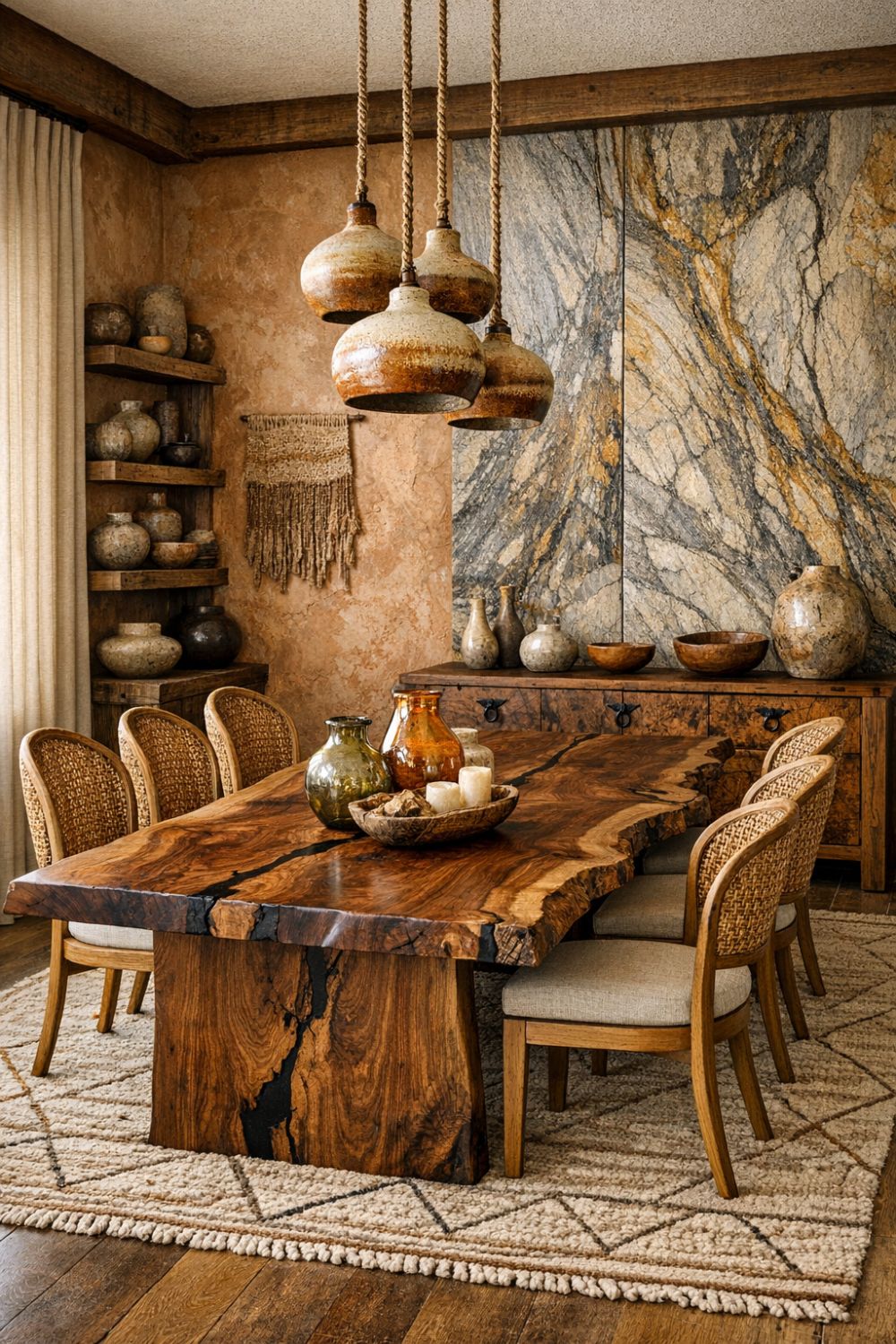Dining Room Featuring Natural Materials And Artisan Craftsmanship