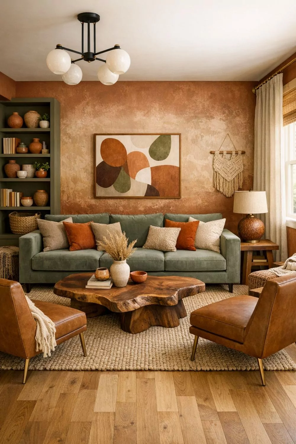 Living Room With Warm Earth Tone Color Palette