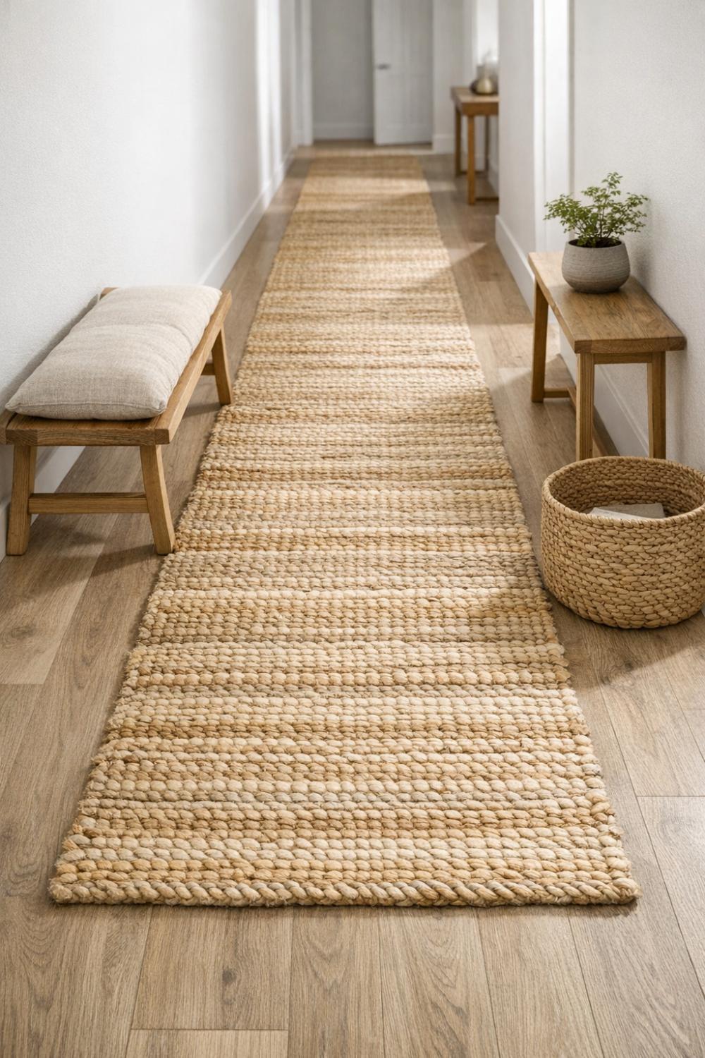 Natural Jute Runner Rug Adding Texture To Japandi Hallway