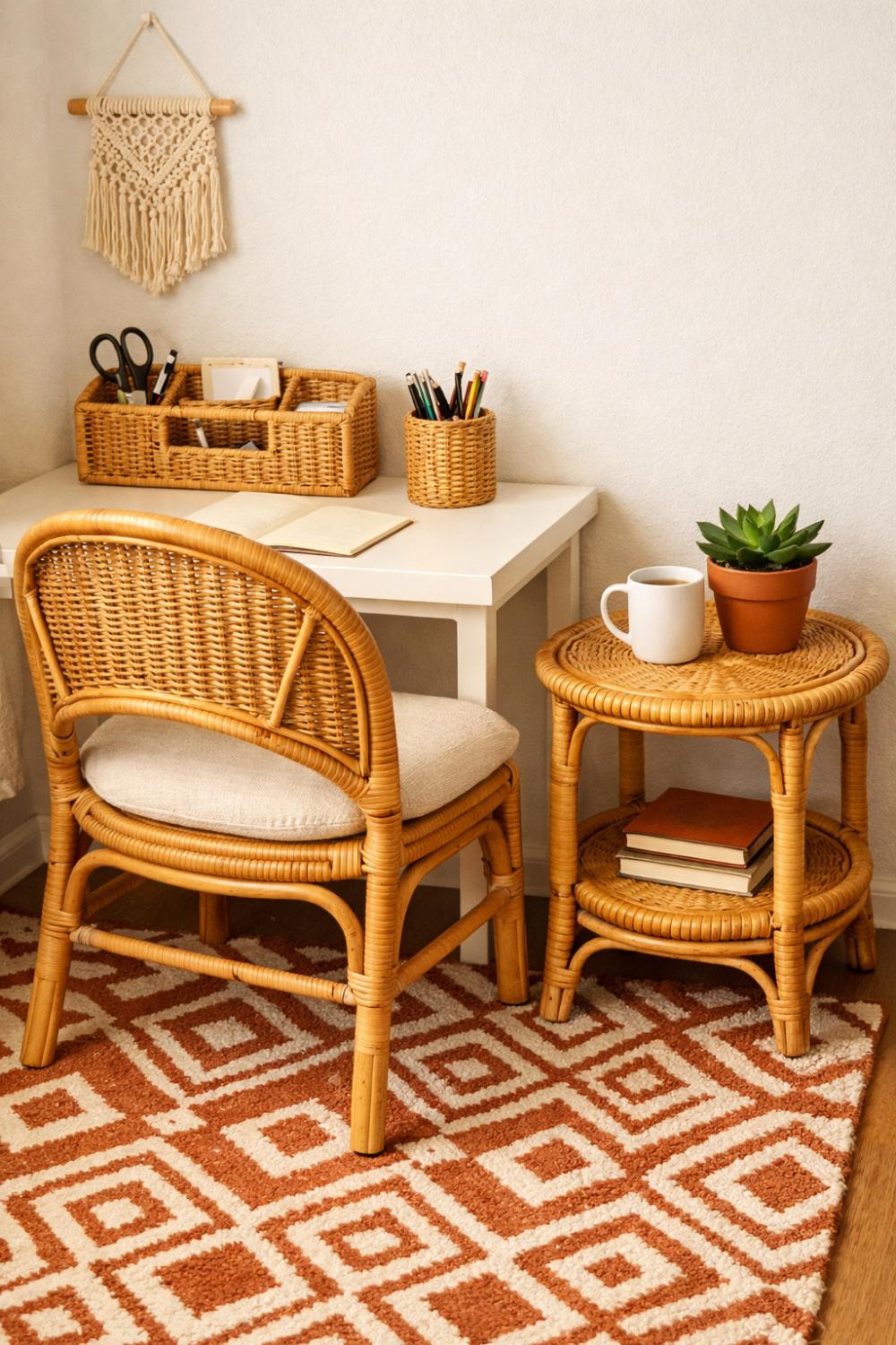 Natural Rattan Furniture For Small Boho Dorm Spaces