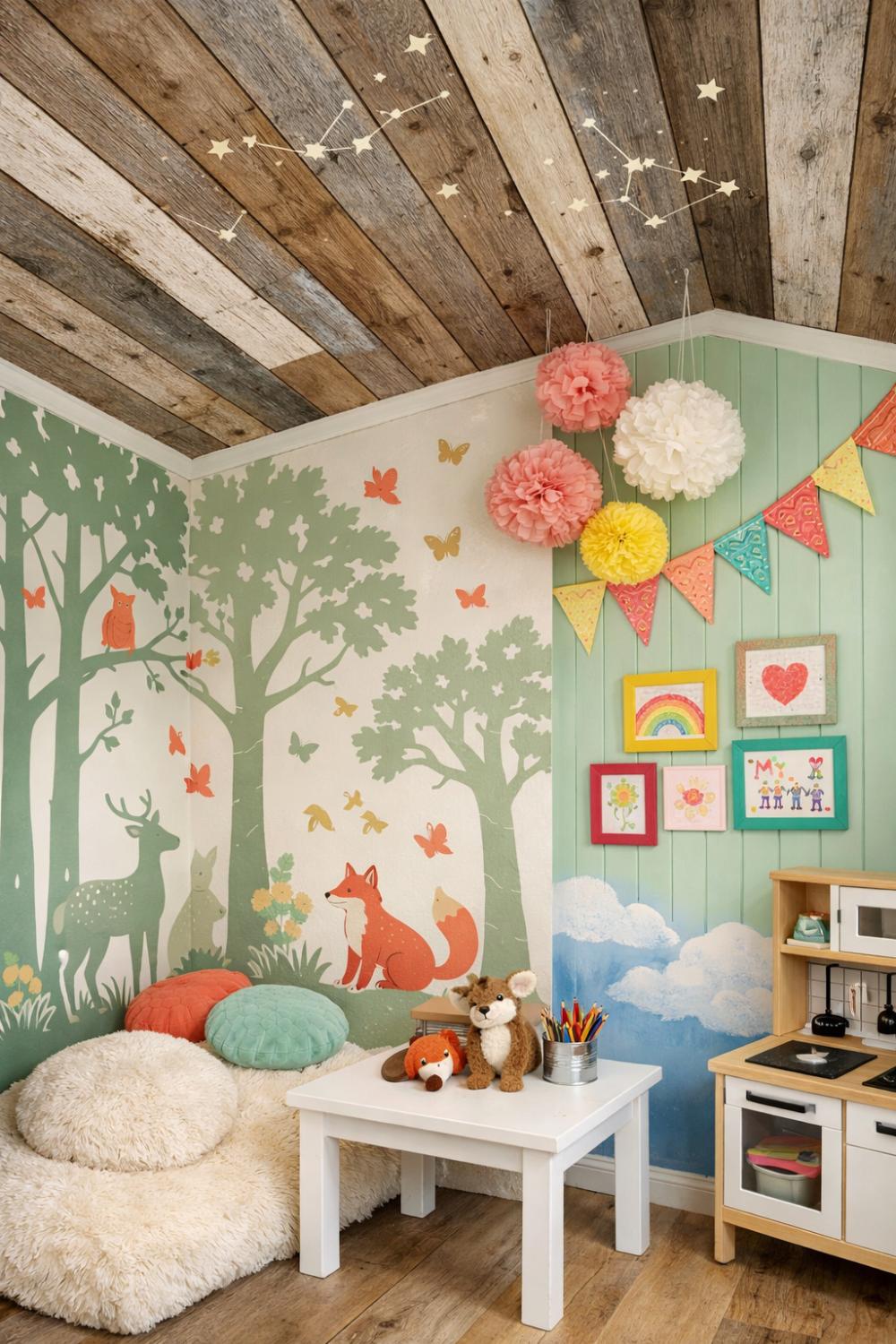 Playhouse Ceiling With Reclaimed Wood And Walls