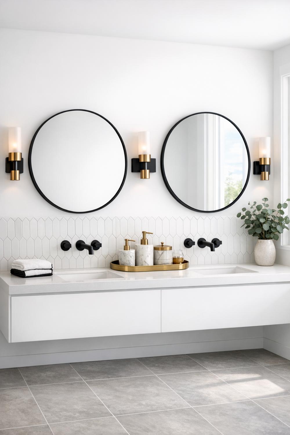 Sleek Black Metal Frame Mirror For Modern Coastal Bathroom Design