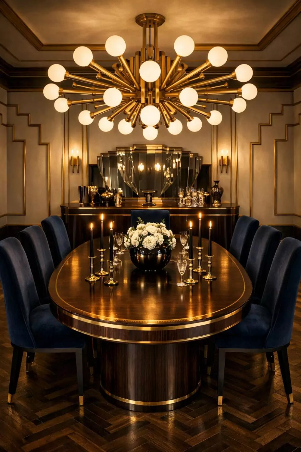 Art Deco Geometric Chandelier Dining Room Ideas