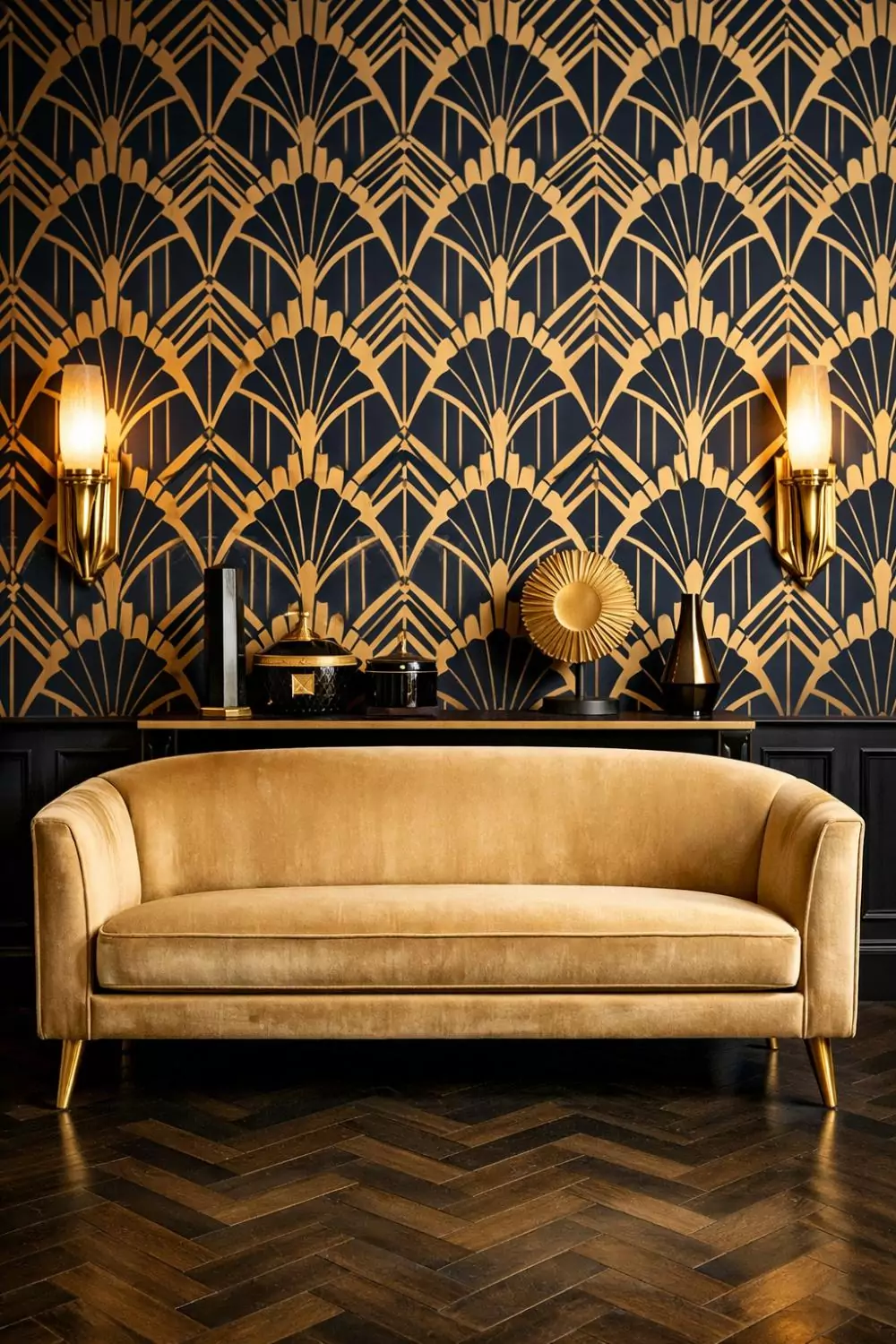 Art Deco Geometric Wallpaper Accent Wall Ideas