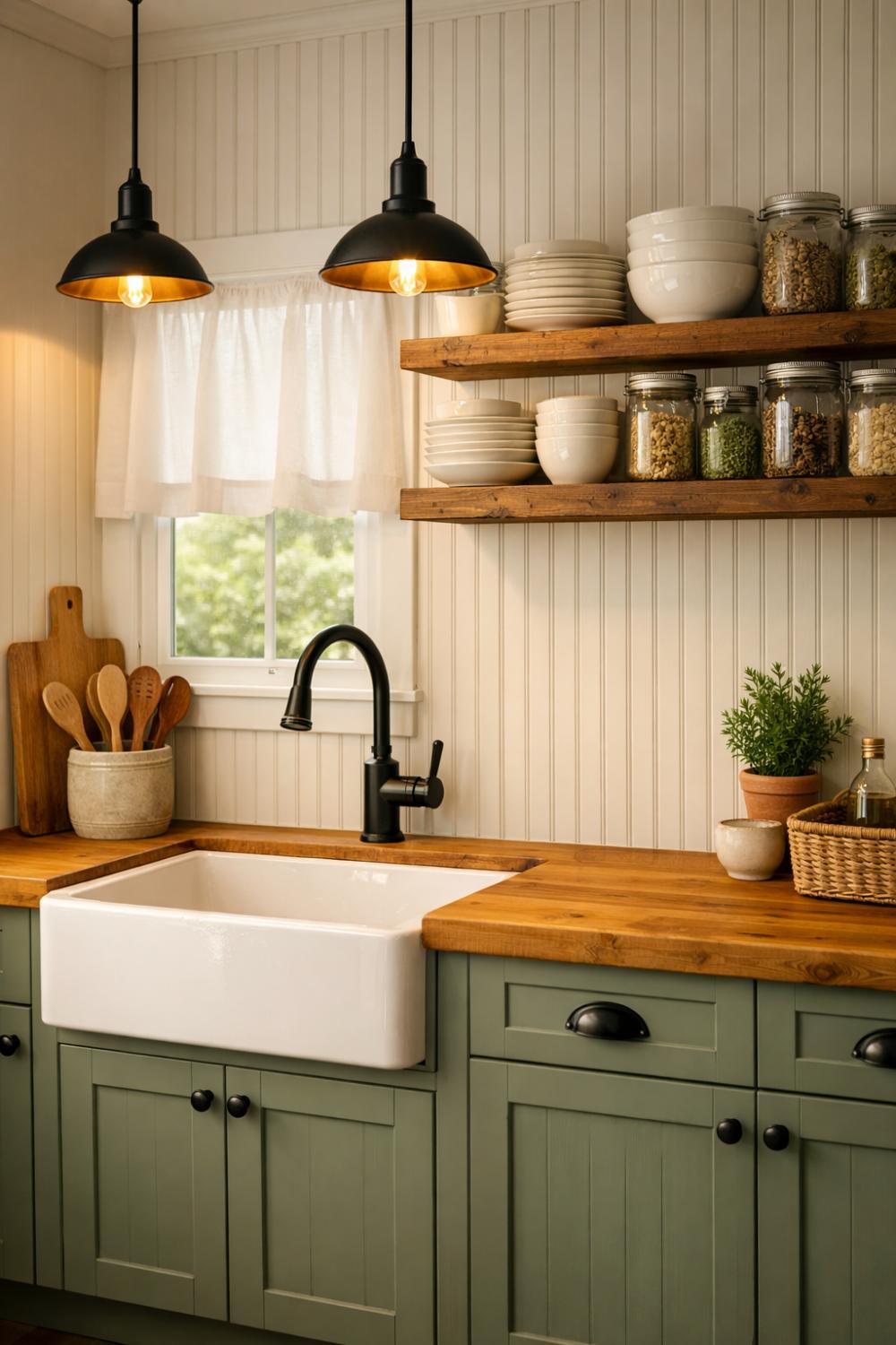 Farmhouse Kitchen Beadboard Wainscoting Backsplash