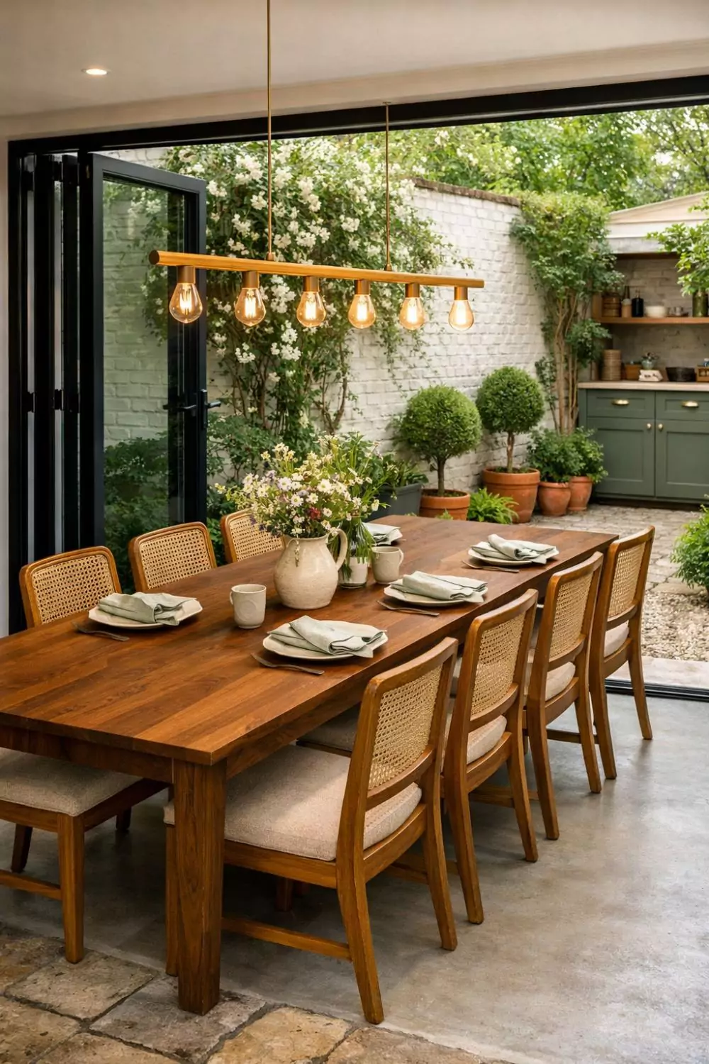 Indoor Outdoor Terrace House Dining With Bifold Doors