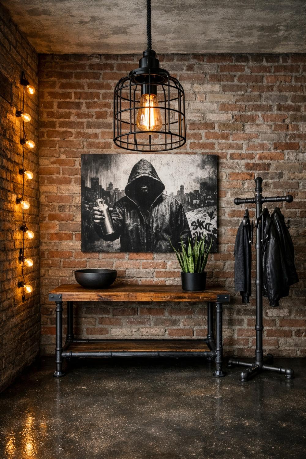 Industrial Cage Pendant Light Urban Loft Entryway Ideas