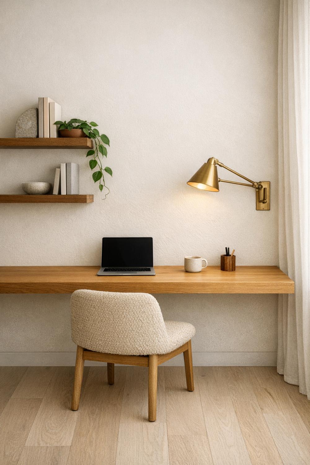 Japandi Home Office Ideas With Clean Lines And Natural Fiber Accessories