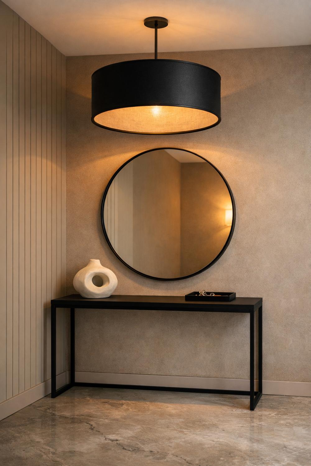 Modern Black Drum Pendant Light Contemporary Entryway Ideas