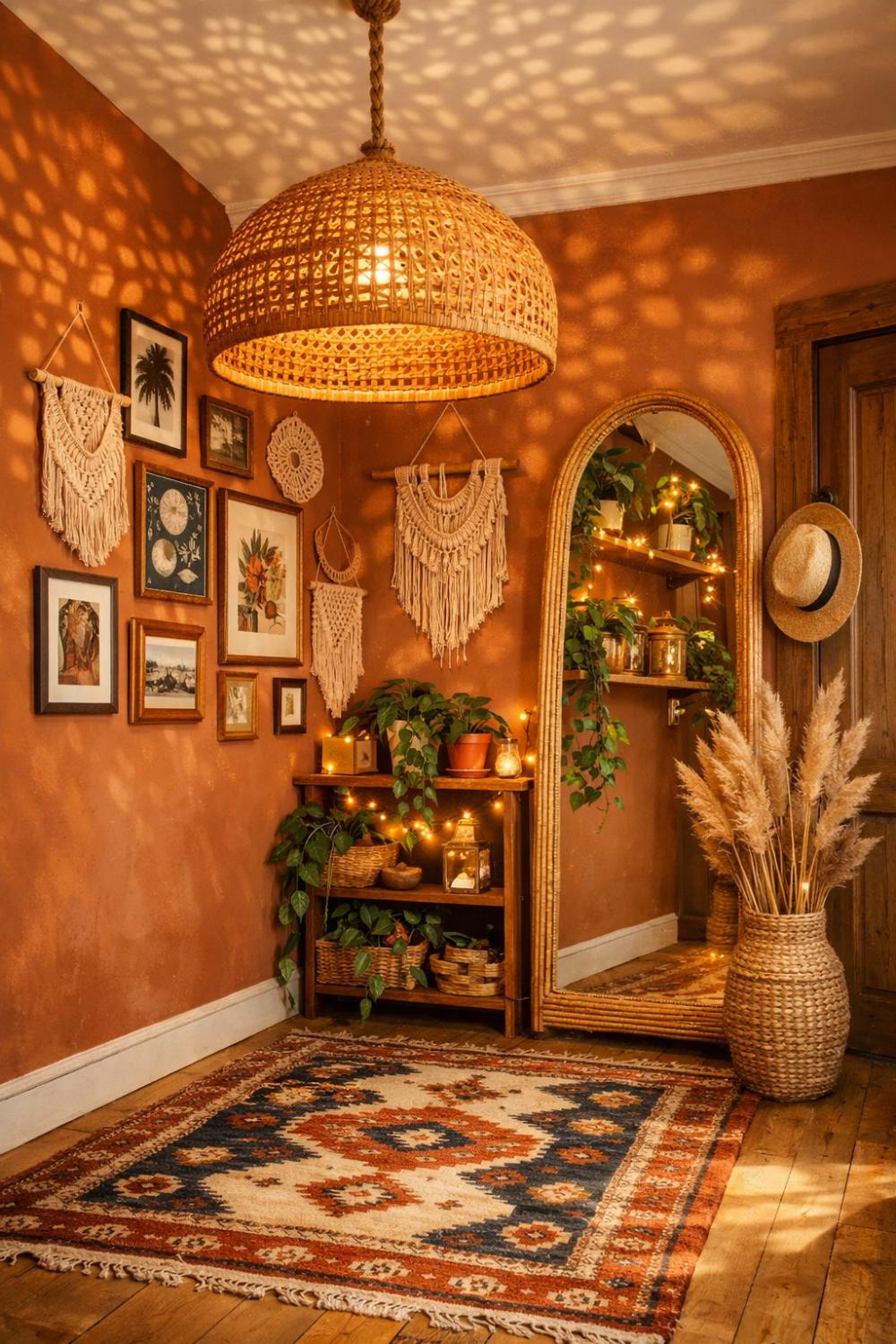 Rattan Woven Pendant Light Boho Foyer Decor Ideas