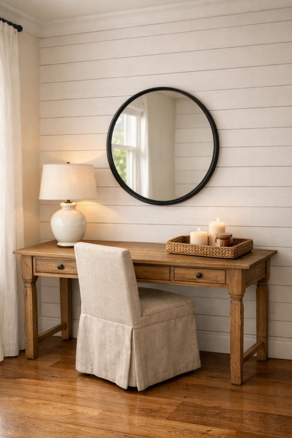 Shiplap Accent Wall Farmhouse Home Office Desk