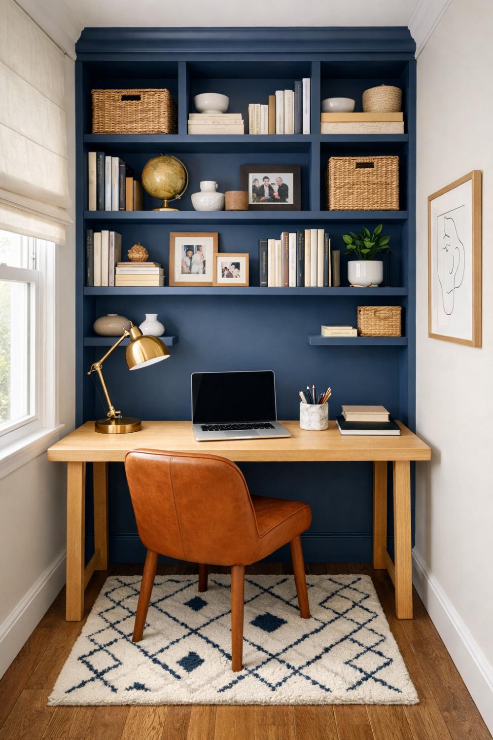 Terrace House Home Office With Built In Shelving