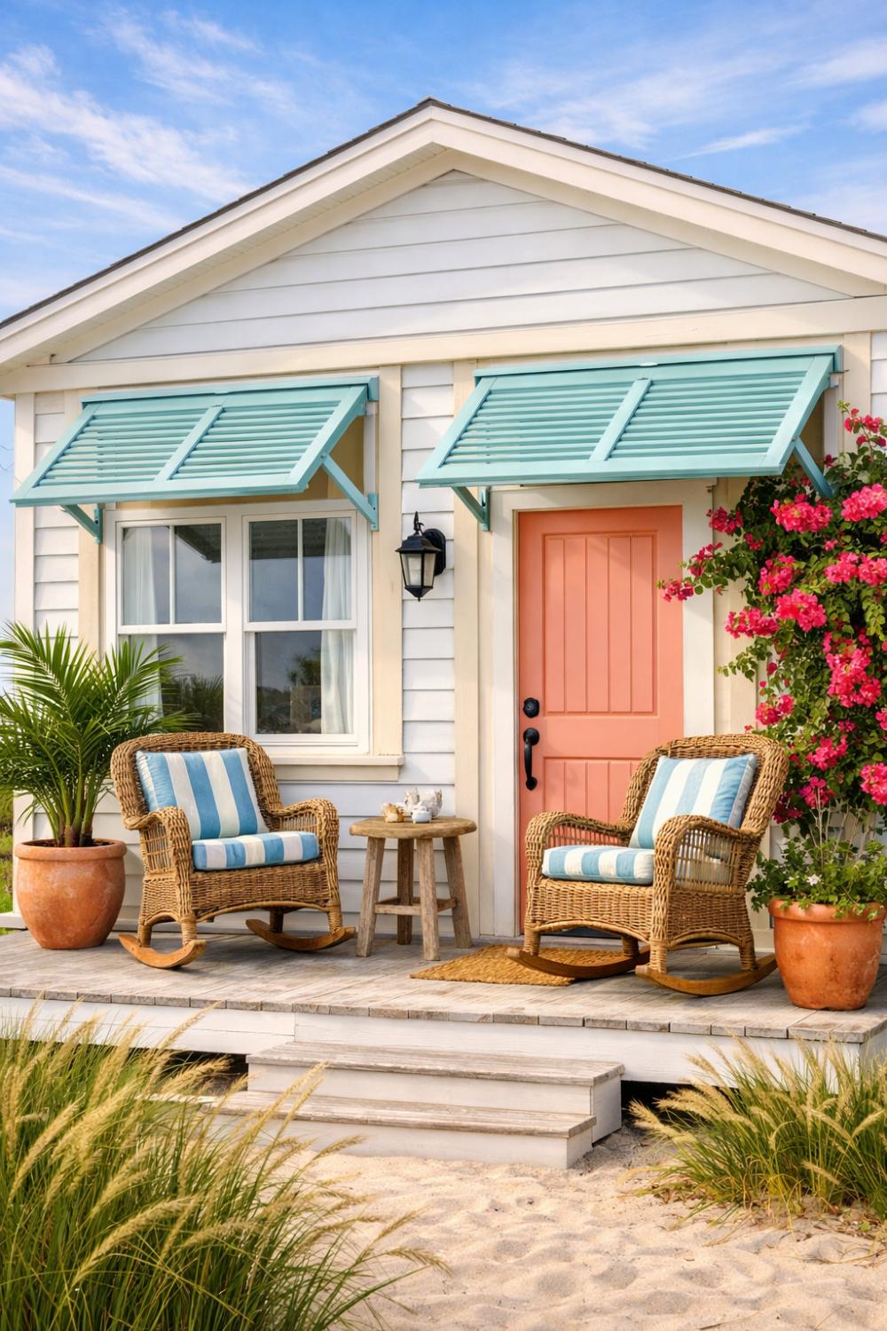 Bahama Shutters On A Coastal Beach Cottage