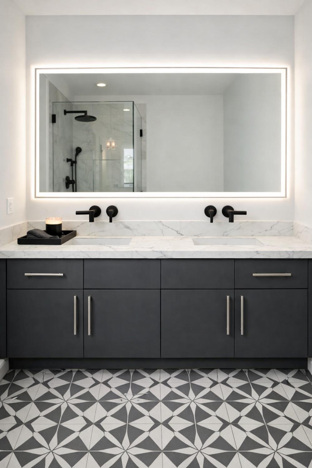 Charcoal Gray Painted Bathroom Cabinets