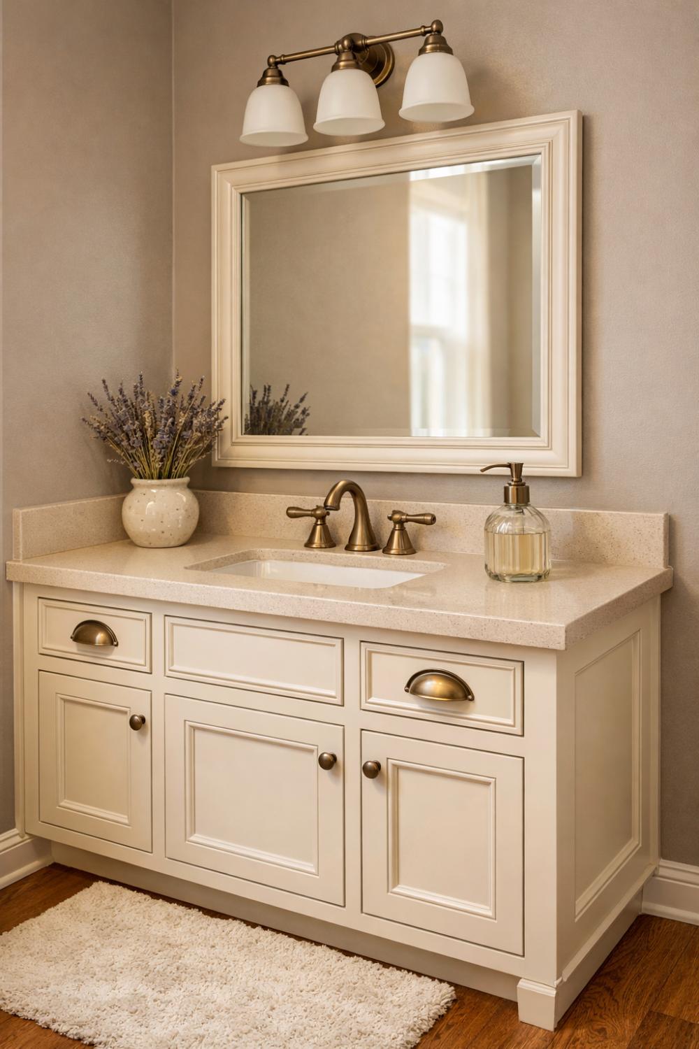 Cream Painted Bathroom Cabinets