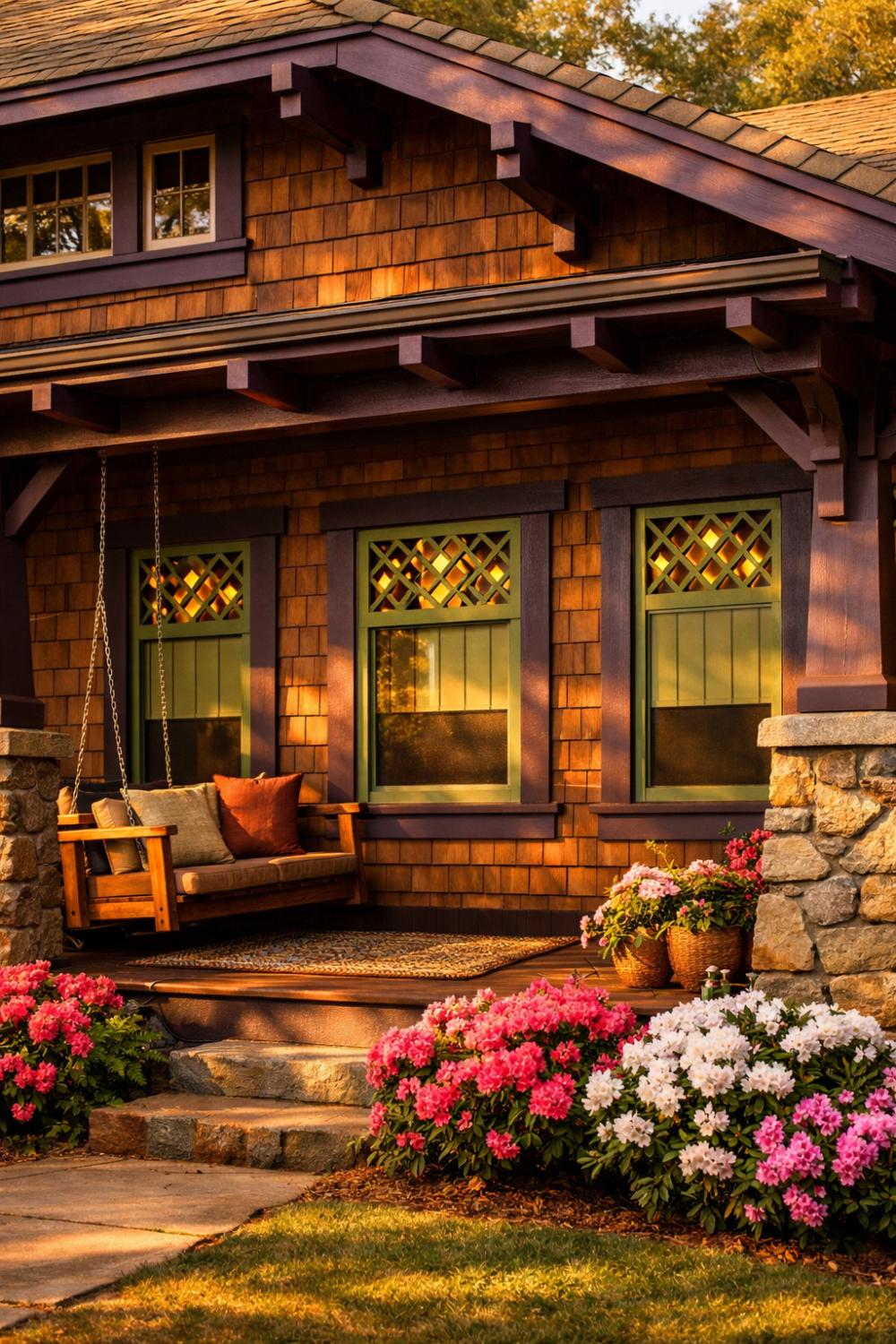 Decorative Cutout Shutters On A Craftsman Bungalow