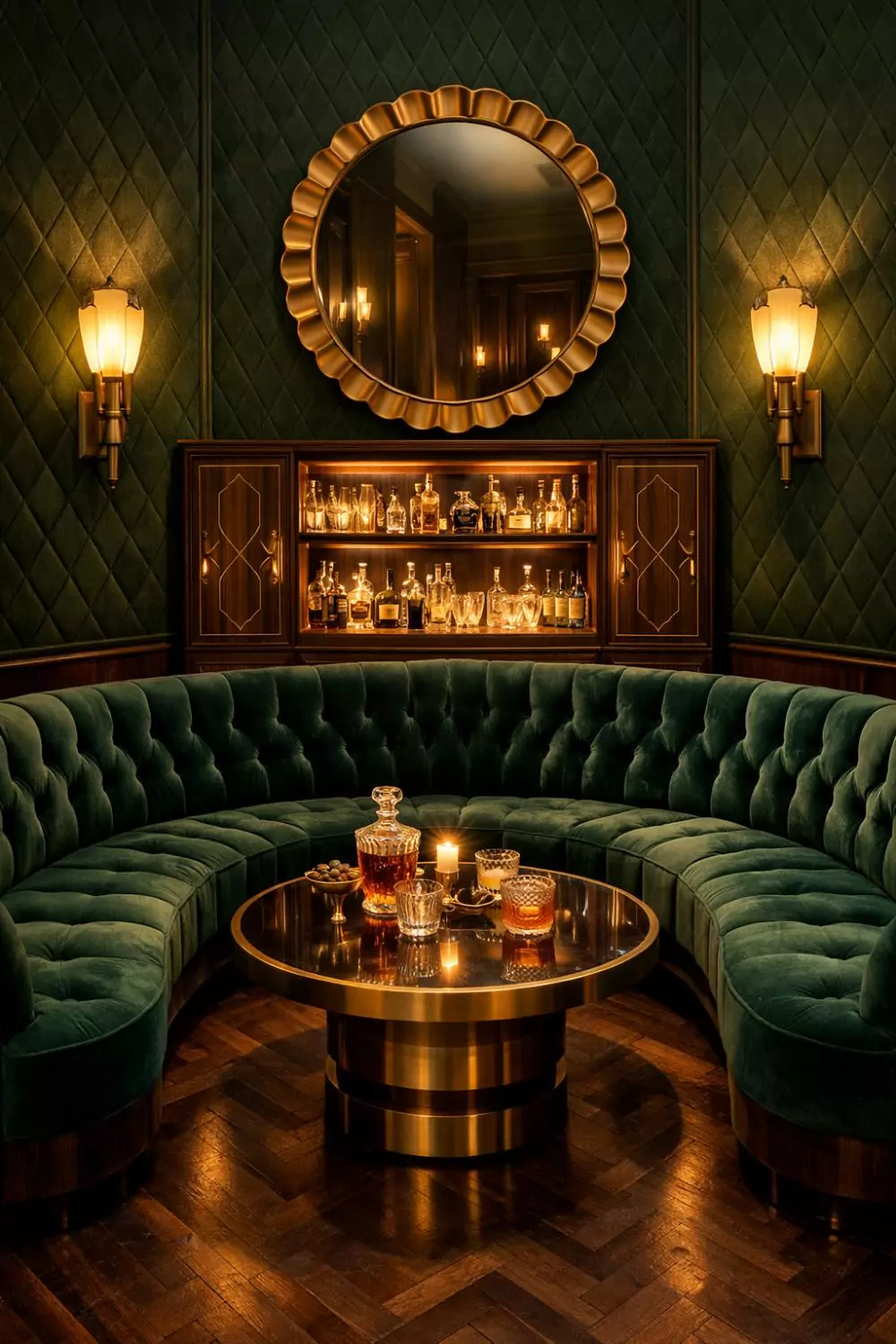 Emerald Green Velvet Lounge Bar