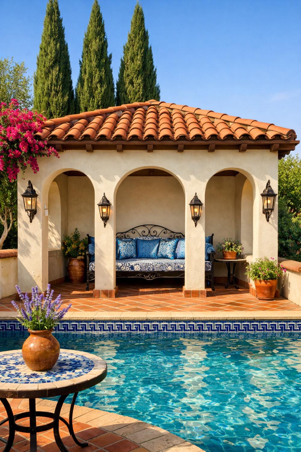 Mediterranean Arched Pool Cabana