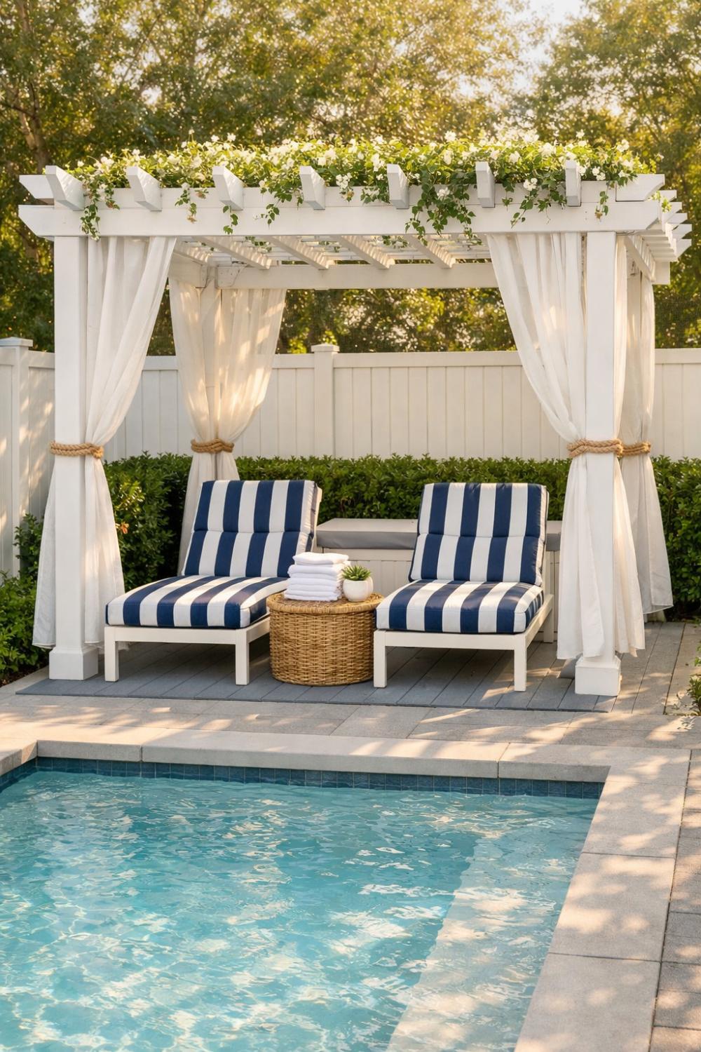 Small Backyard Pergola Style Pool Cabana