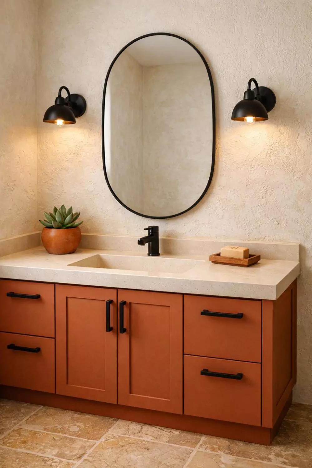 Terracotta Painted Bathroom Cabinets