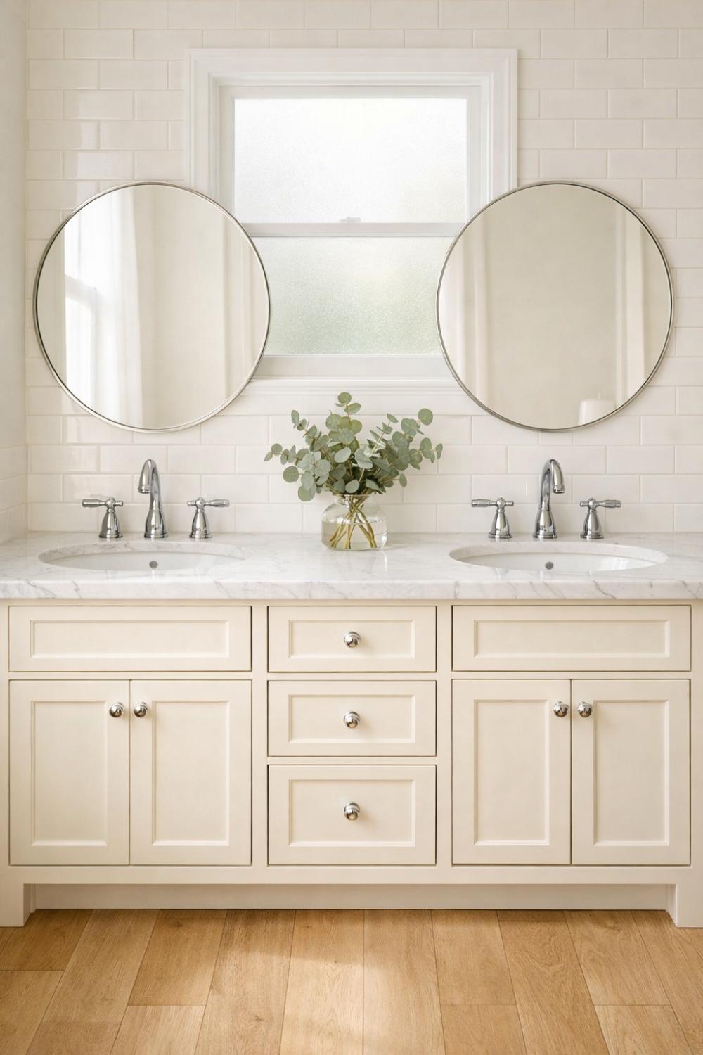 Warm White Bathroom Cabinets