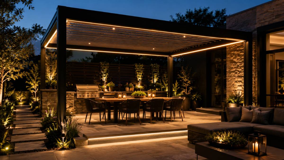Lighting Turns The Patio Into An Evening Space